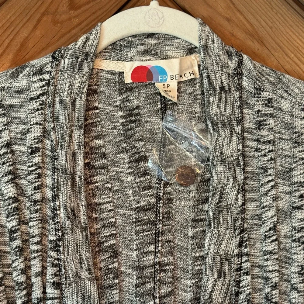 NWOT Free People Beach nights cardigan long summer S small white black knit maxi - Picture 4 of 8